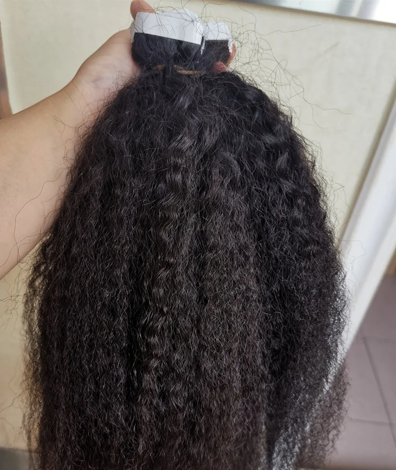Salon hair Lift 613 raw kinky straight tape ins human hair extensions natural kinky hair tape in for black women 100g per pack