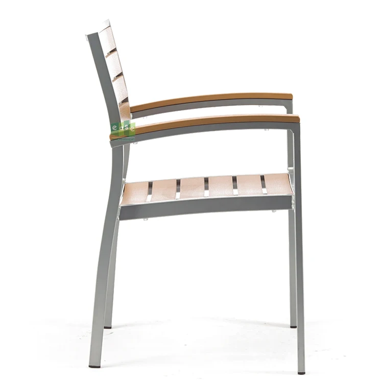 (E7302) Штабелируемый уличный пластиковый обеденный стул из тикового дерева для ресторана кафе