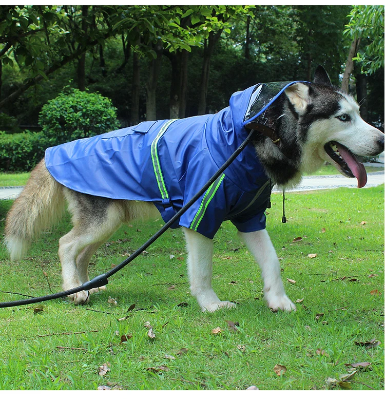Whole sale Large reflective clothes pet dog rain coat jacket luxury outdoor waterproof raincoat for large dogs