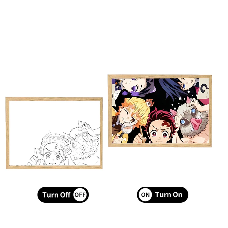 2024 New Fashion Nightlight 3d Painting Anime Demon Slayre Cartoon Luminous Picture Poster Home Decoration Collection Paintings