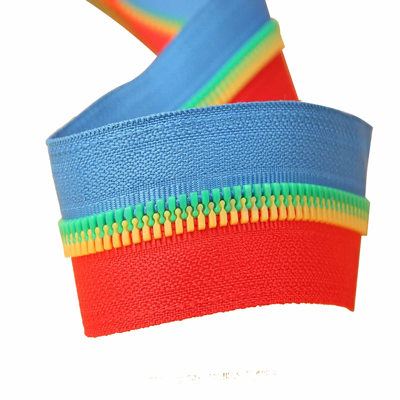 original design  contrast color tape teeth open end plastic resin zipper for garment