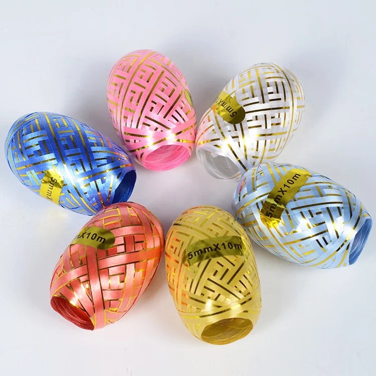 New promotional customized gift packing balloon ribbon rolls, christmas decoration 10m curly ribbon egg