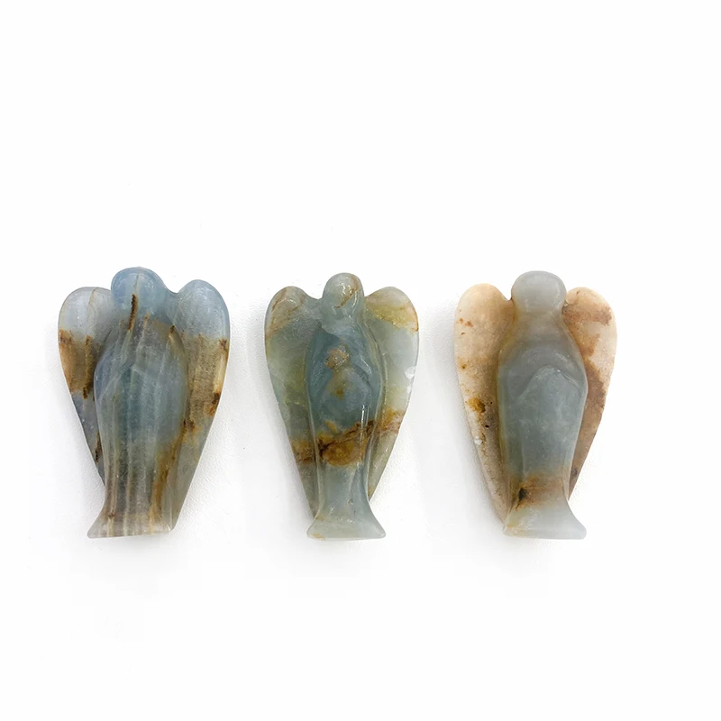 wholesale natural high quality crystal Angel crafts Blue crystal Blue agate Angel statue for Halloween decorations