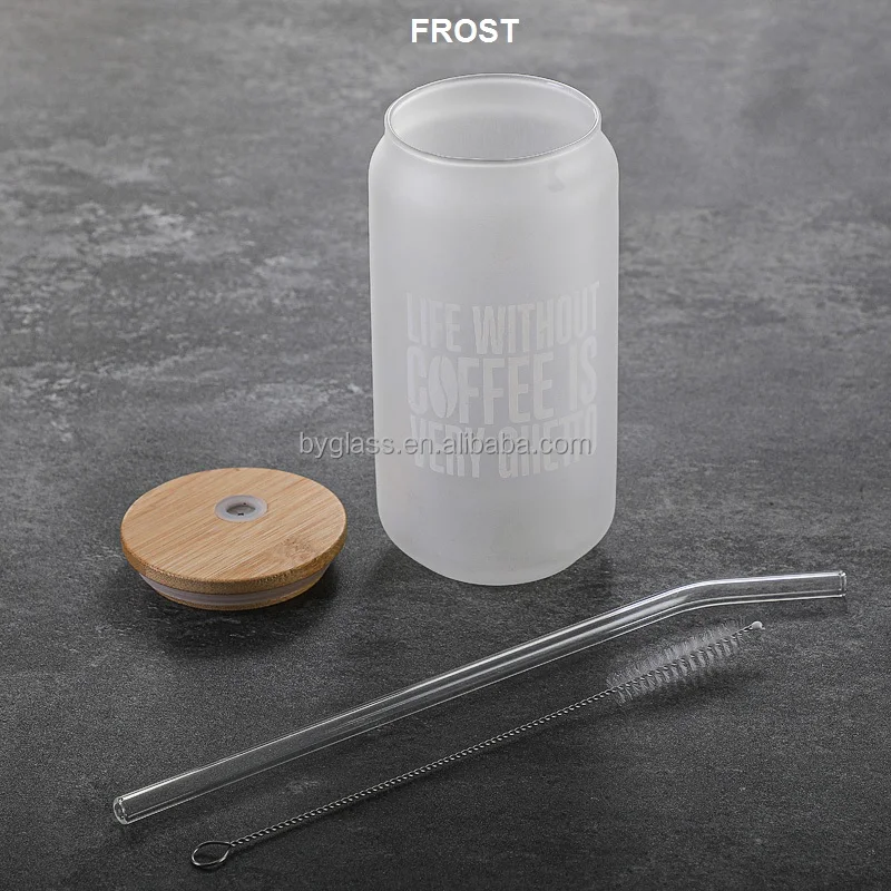 Coca Cup Single Layer High Borosilicate glass Material Factory Wholesale Straw Coca Cup with Bamboo Cap Sealing