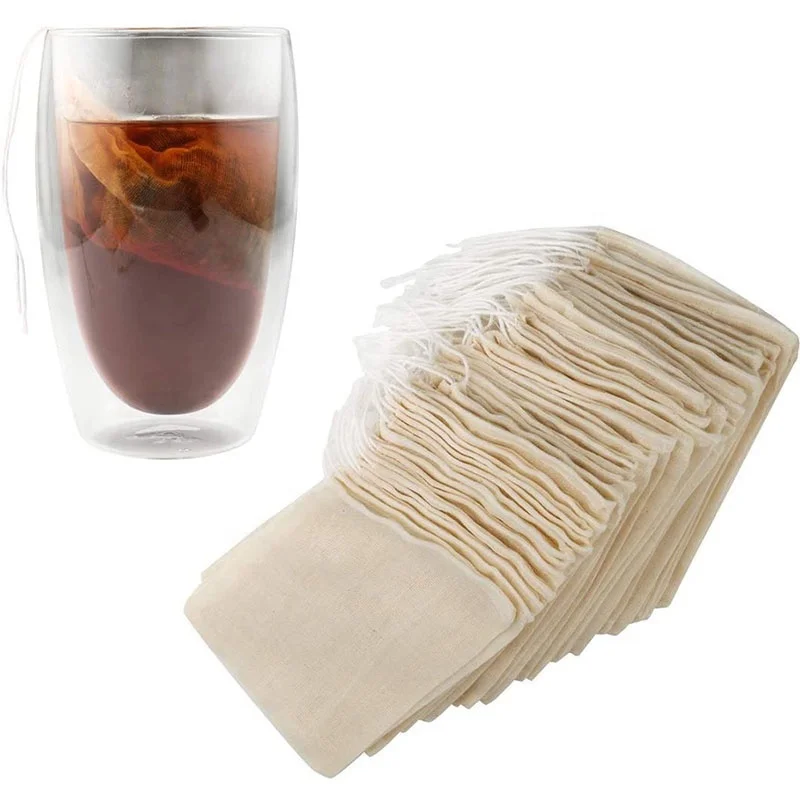 Customized Packing Fabric Pouch Small Drawstring Bag Cotton Muslin Organic Tea Bags