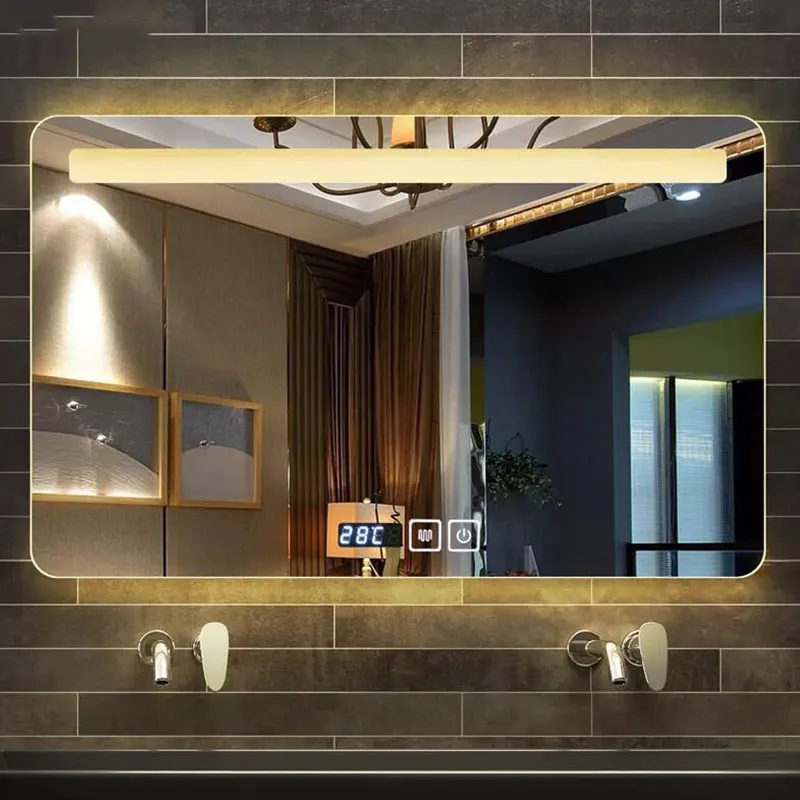 Home luxury frameless round backlit led lighted bathroom smart bath mirror