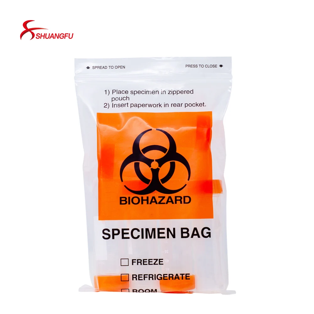 Lab Biohazard Zipper Autoclave Specimen Ldpe Kangaroo Bags