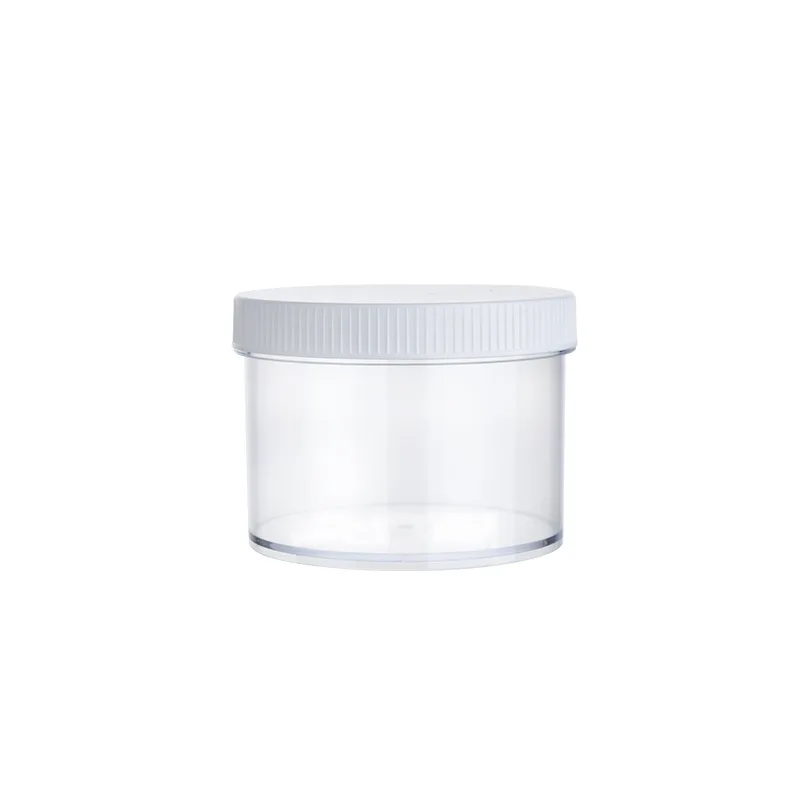 Wide Mouth Bottle 120g 200ML Cream Box PS Plastic Cream Loose Powder Storage Box with Transparent White PP Lid