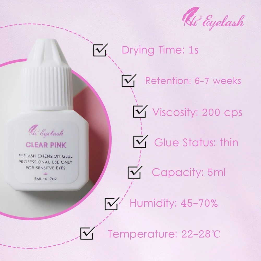 Clear Sensitive Eyelash Extension Glue Low Fume Fast Drying for Professional Use Long Lasting Lash Adhesive Super Strong