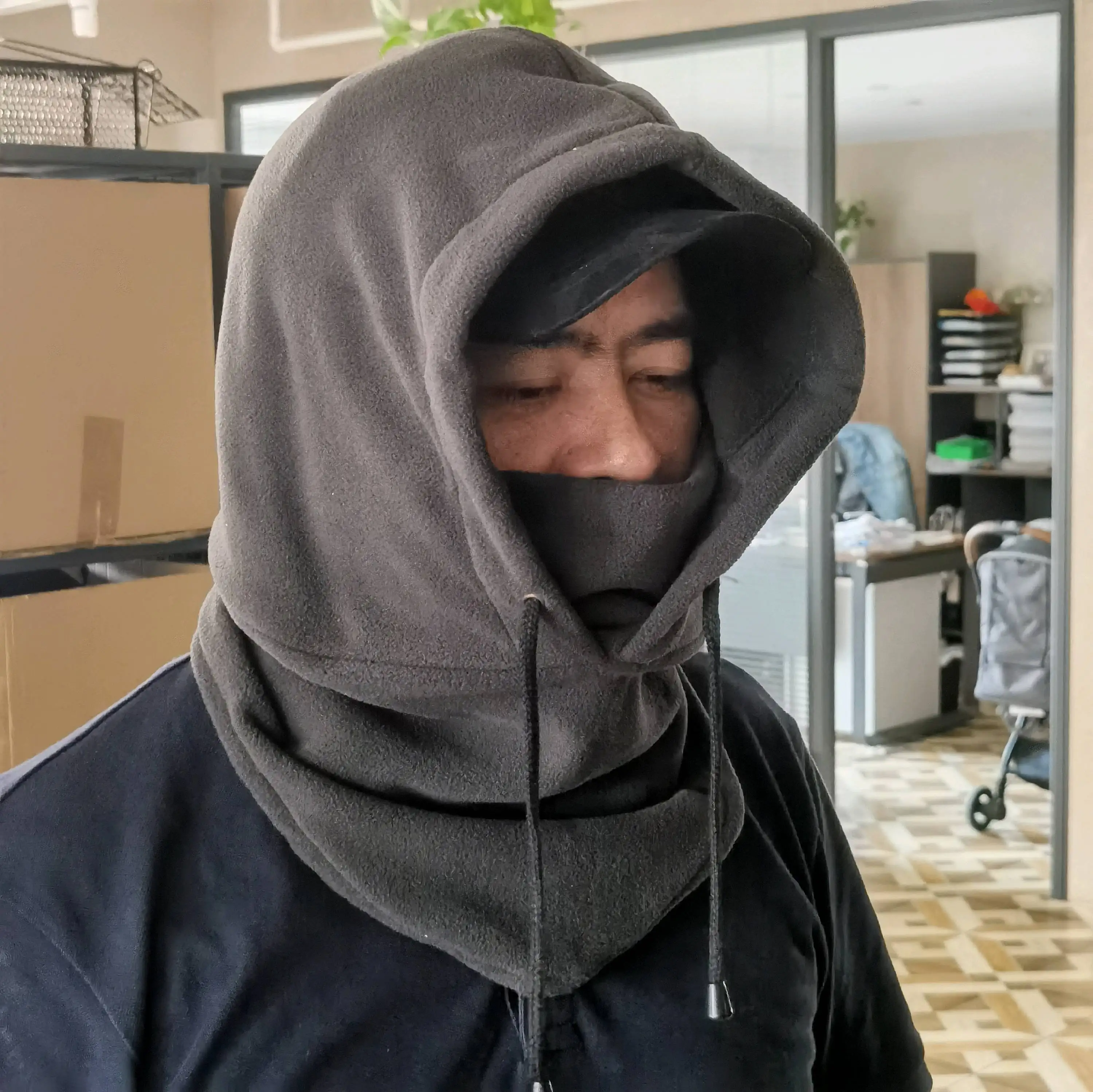 Winter Earflap Hat neckwarm 100% Polyester Plain Color Warm neckwarmer Bicycle hood oversize