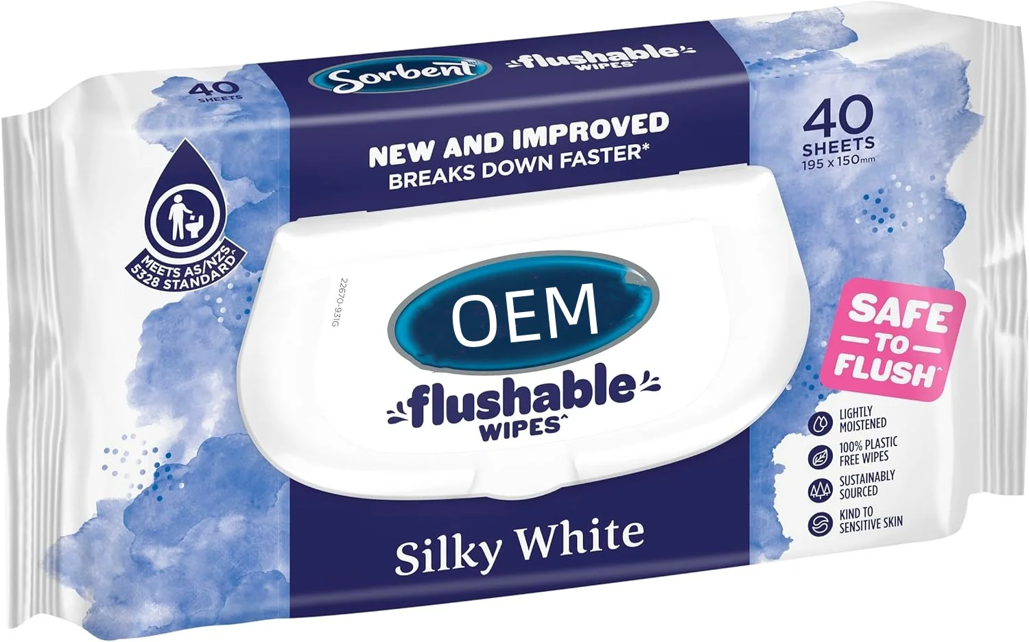 40pcs Free Sample Biodegradable Plastic Free Toilet Hygiene Wipes Organic Flushable Wipes