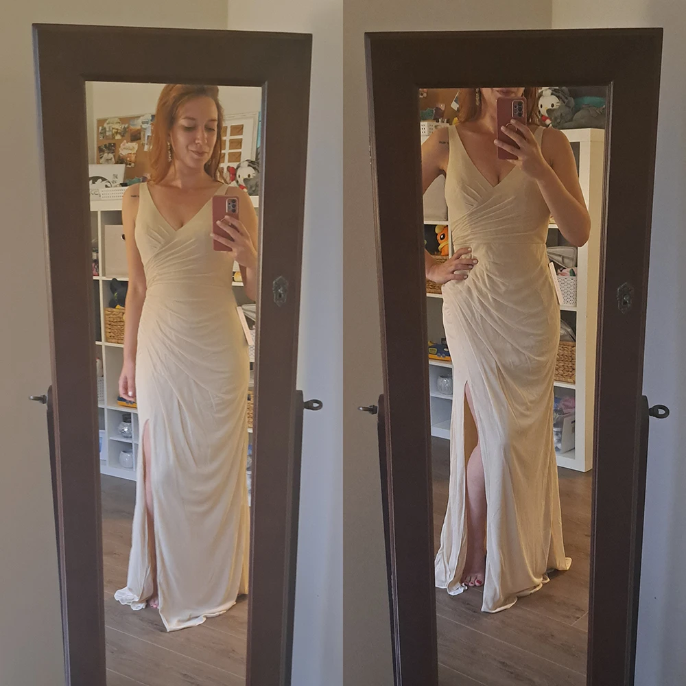 TEENYEE Slim fit Cocktail mesh bridesmaids dress dresses Women Lady Elegant Formal For Day Evening Party