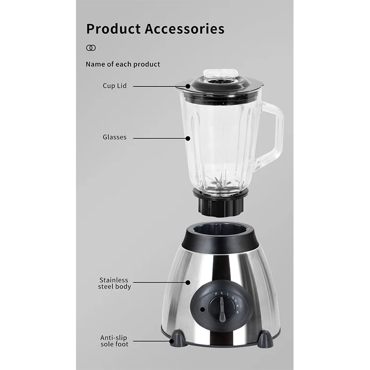 Mixeur quality 2l professional high mixing machine, commercial multipurpose 3in1 blender/