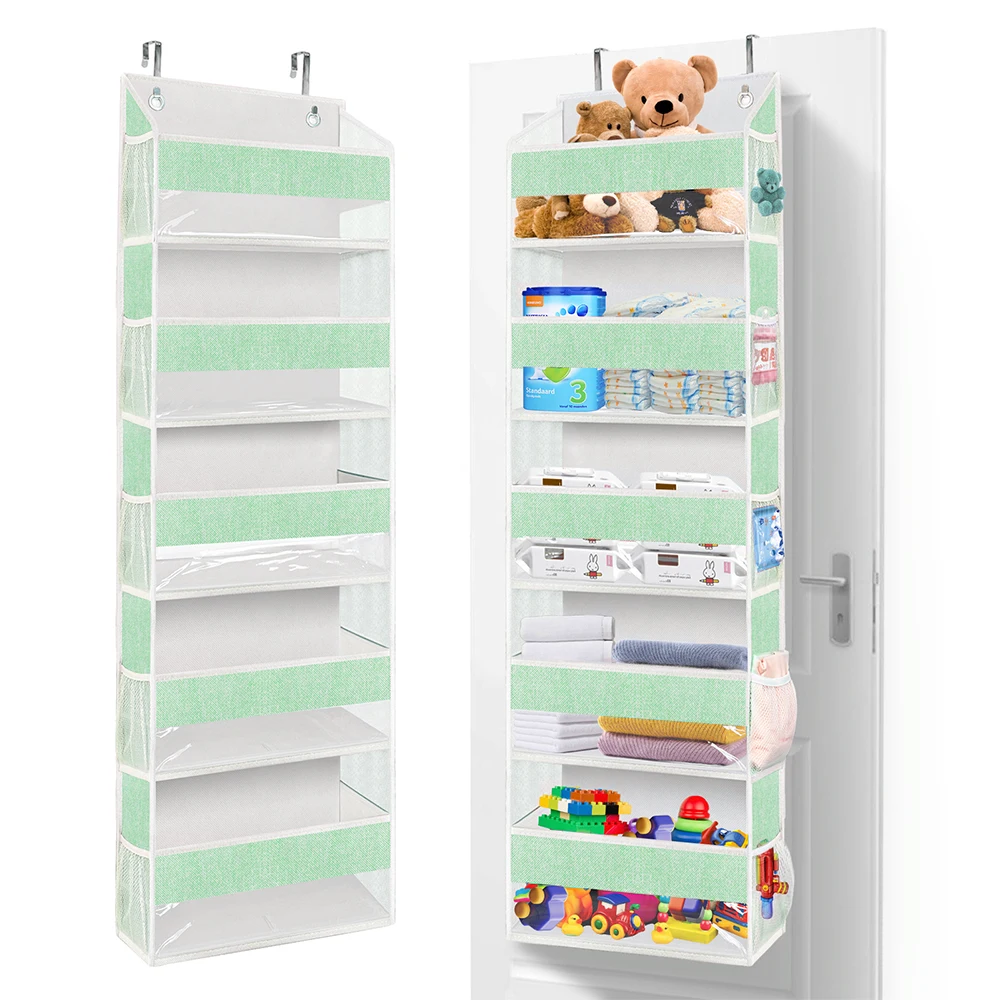 Nursery Closet Cabinet Over Door Organizer Baby Storage Shelf With Mesh Pockets