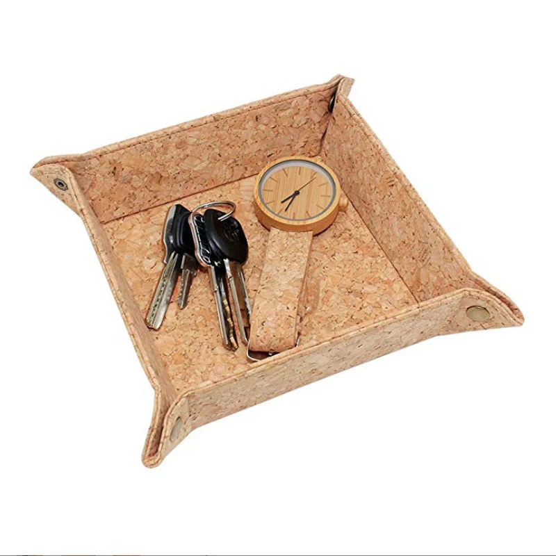 Home Decor PU Leather Desktop Coin Key Tray  Entryway Storage Trays Folding Tray for Table Storage