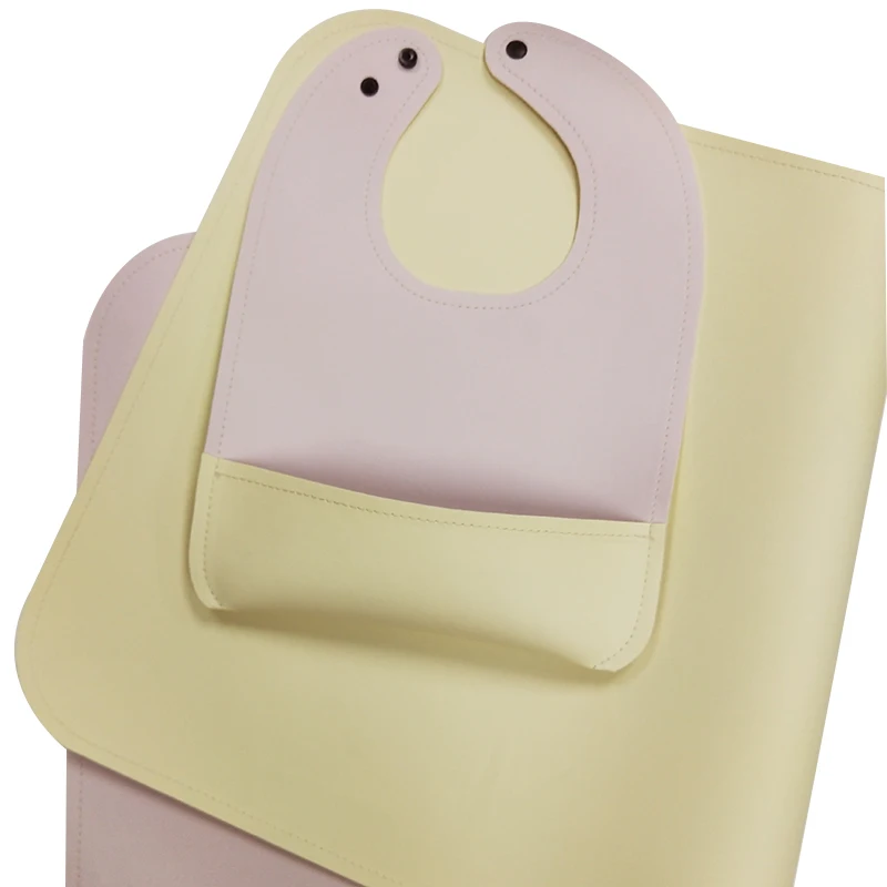 Support small batch ordering Hot same color Solvent-free PU leather Foldable Diaper Changing mat Baby Bib set