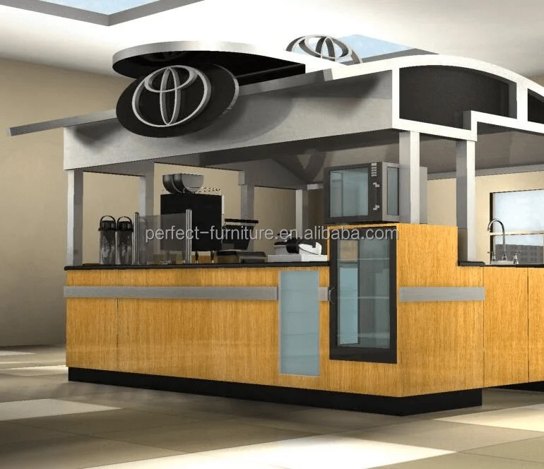 Wood Coffee Tea Kiosk High End Fast Food Bubble Bakery Display Mall Kiosk
