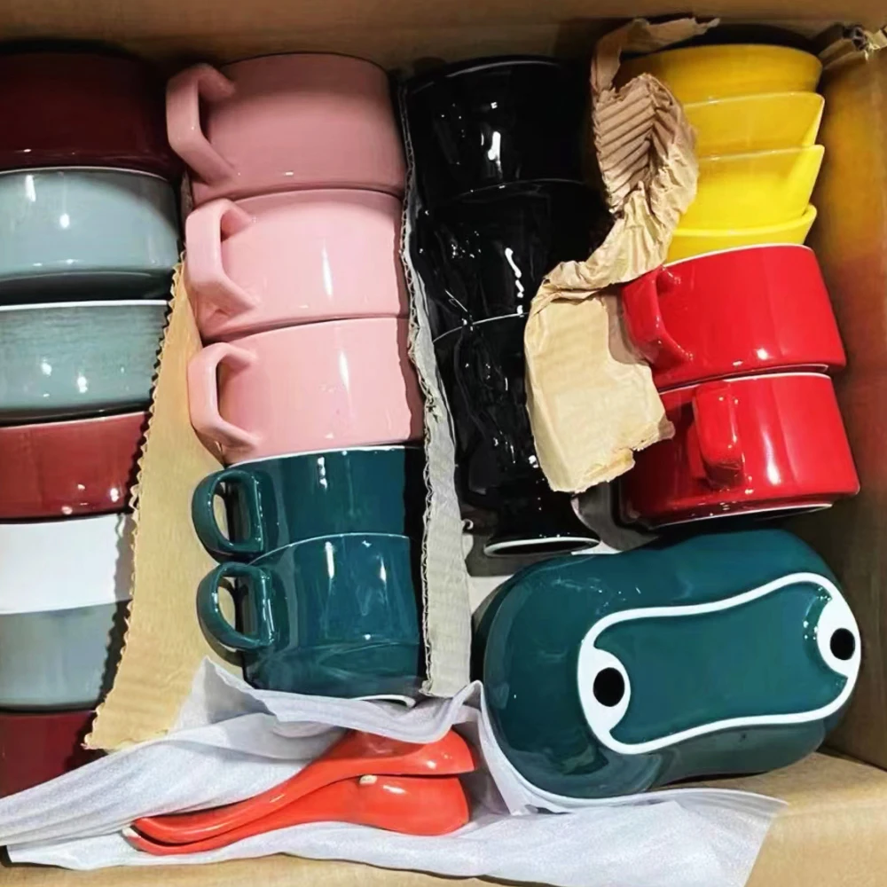 Factory Bulk Sell Stock Color Glaze Ceramic Porcelain Mixed Model And Size A Ton Of Dishes Plates