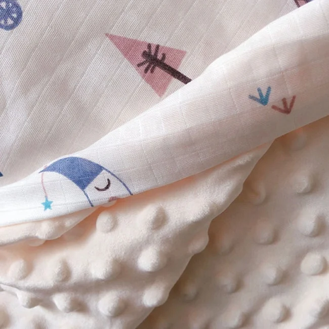 hot sale custom design gauze organic cotton Super Fleece Warm Dot Minky Caress Newborn blanket