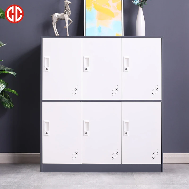 Metal  Locker student bag cabinet Short 6 door steel locker kindergarten color locker