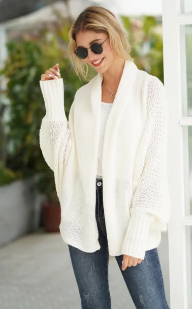 Женские вязаный свитер с рукавами «летучая мышь» Длинный свободный изготовленный на заказ зимние женские ботинки больших размеров трикотаж вязаные свитера кардиган пальто для женщин