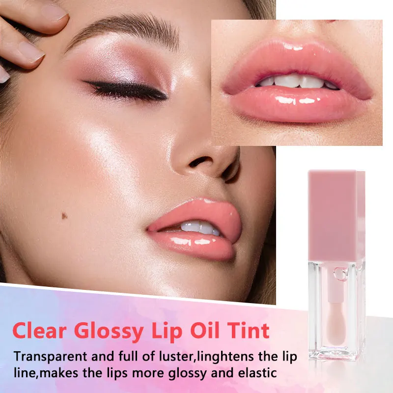 Private Label Glossy Shiny  Lip Oil Vegan Organic Fruit Flavor Vitamin E Moisture Lip Plump Lip Care Oil