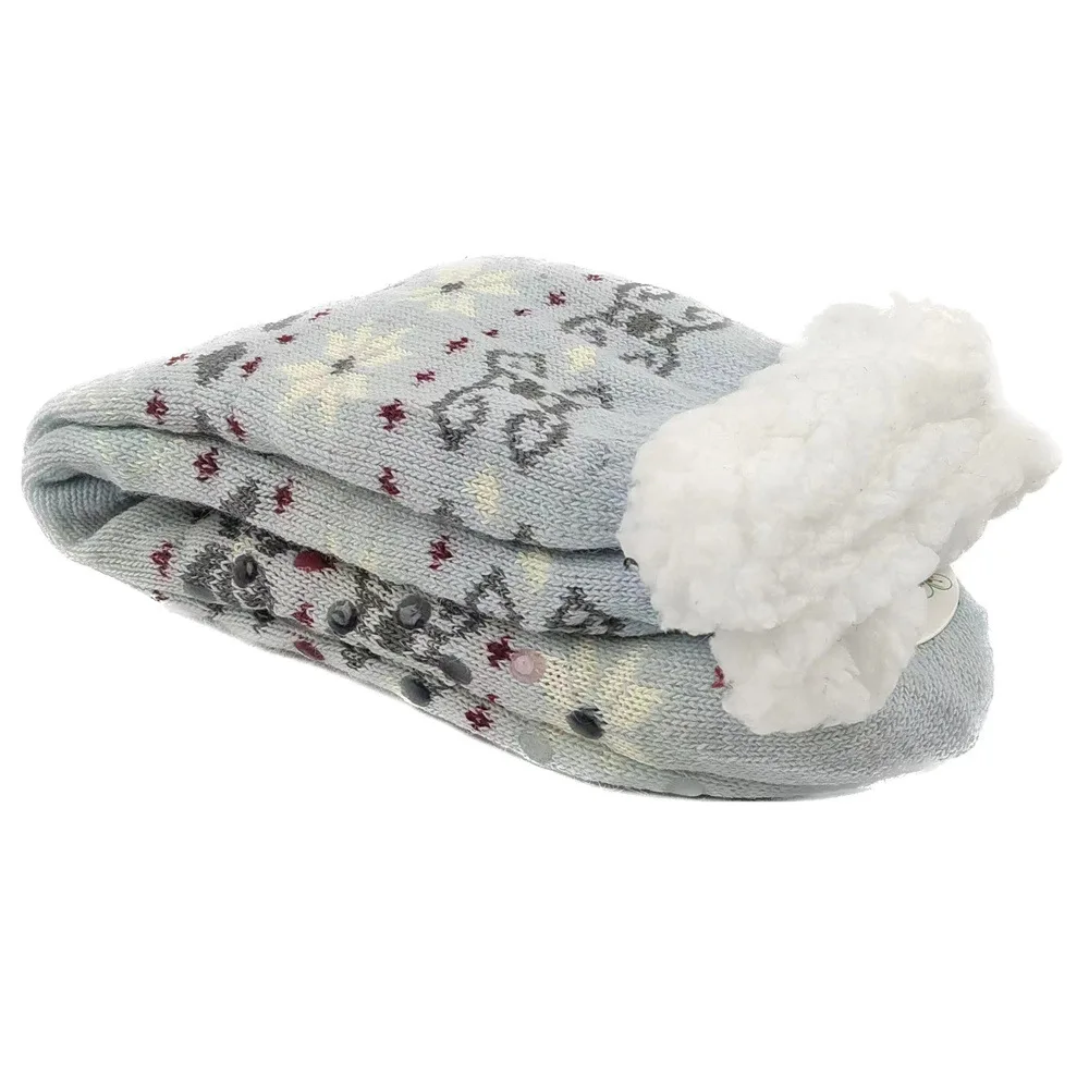 Wholesale Women Floor Anti Slip Keep Warm Winter Wool Fuzzy Slipper Acrylic Cozy Sherpa Indoor Sock