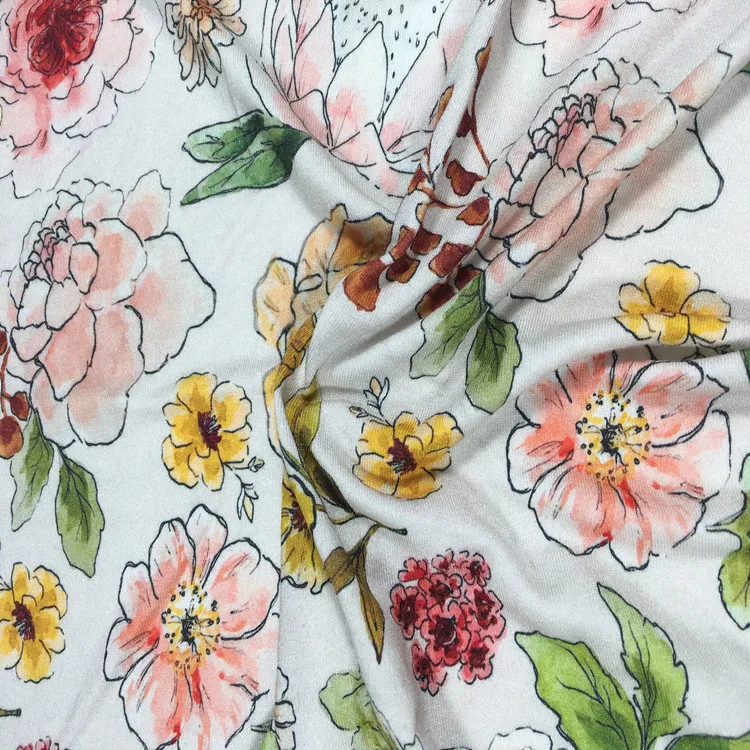 
hot sale 95/5 custom digital printing lycra cotton jersey knit fabric for women dress 