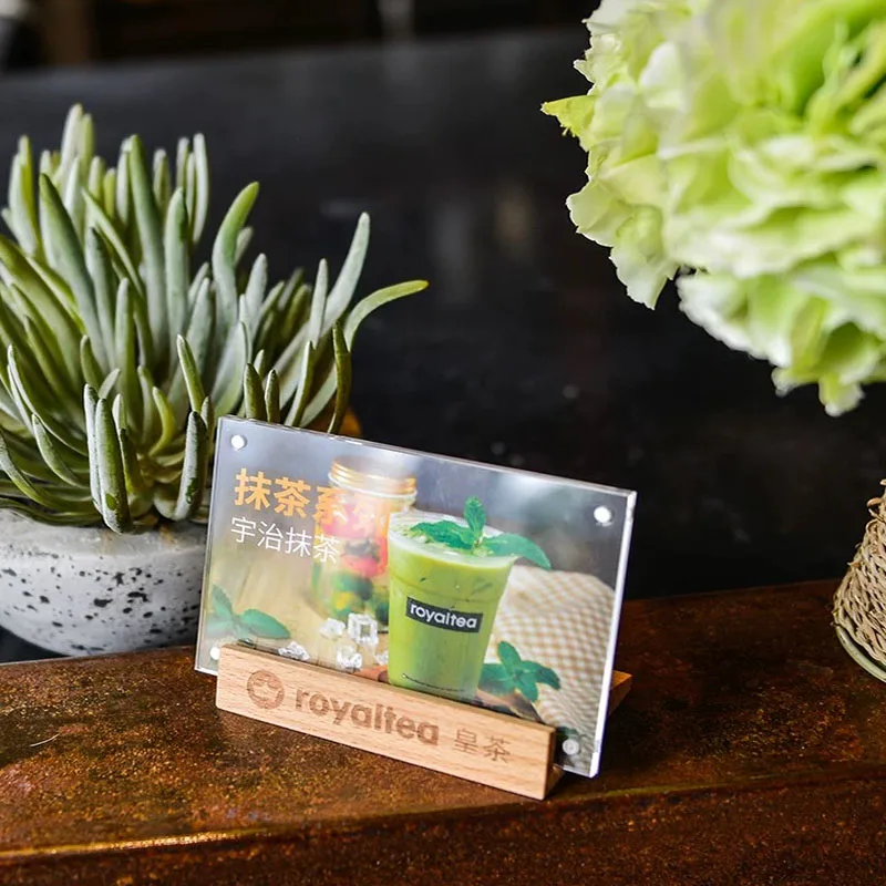 
Customized Restaurant l-Shaped Frame Stand Table Acrylic Menu Holder On Sale 