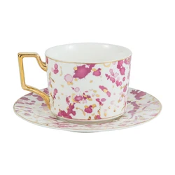 Европейские роскошные расписные золотые керамические чашки и блюдца с изображением настоящего золота, наборы арабских чашек с блюдцами, золотые чашки с ободком, оптовая продажа