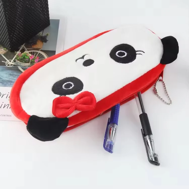 Wholesale Cute Cartoon Animal Children Kawaii School Stationery Zipper Pouch Felt Creative Plush Pencil Case Bag