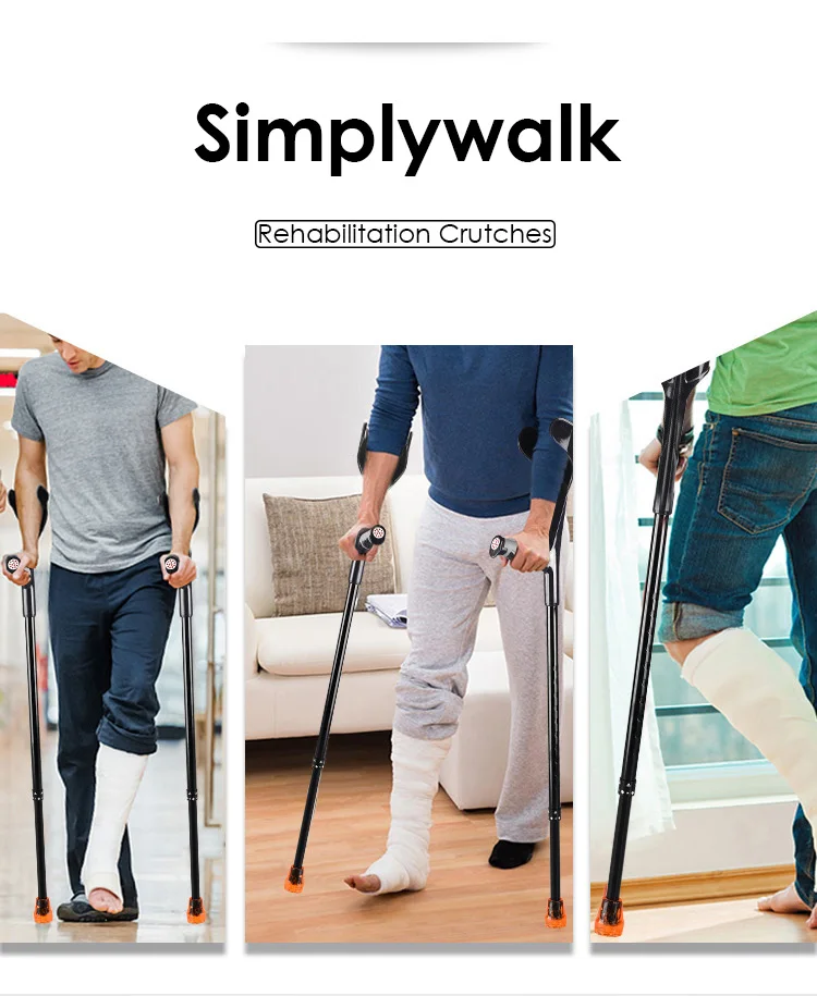 Medical Supplies Adjustable Aluminum Ergonomic Forearm Crutches