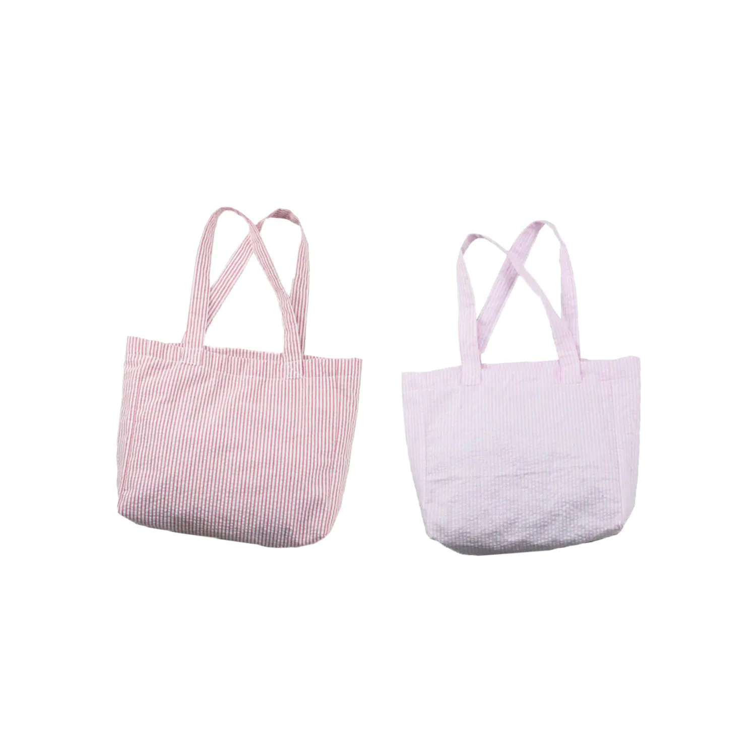 Hot sale seersucker cotton fabric pink shoulder handbags personalized beach cute bag custom new design handbag