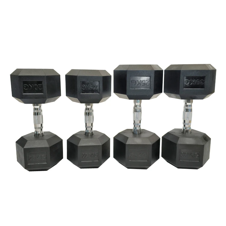 MEET 2-100LB Home Use Fitness Hex Rubber Dumbbells Gym Free Weights Rubber Coating Cast Iron Dumbbell Set