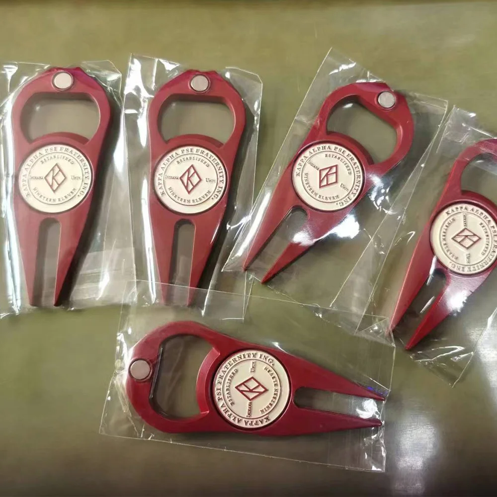 Customization Ball Marker Supplier Multifunctional Bottle Opener Golf Divot Repair Tool with Custom Metal Golf Ball Marker