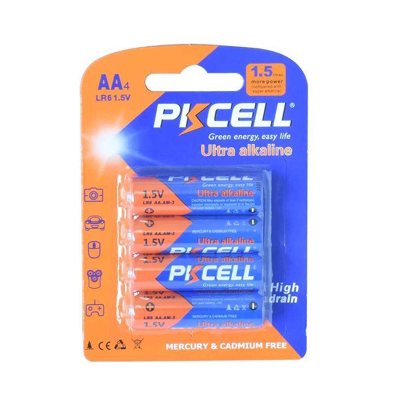 hot selling Non Rechargeable 1.5V LR6 AA AM-3 Ultra Alkaline Battery From PKCELL