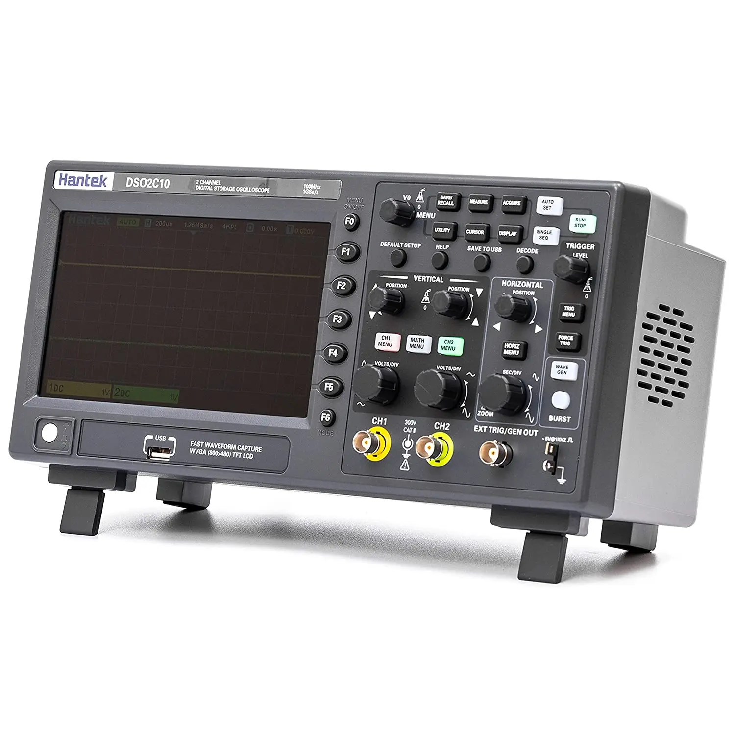 Цифровой осциллограф Hantek Dso2c10 двухканальный портативный экономичный с полосой пропускания 100 МГц