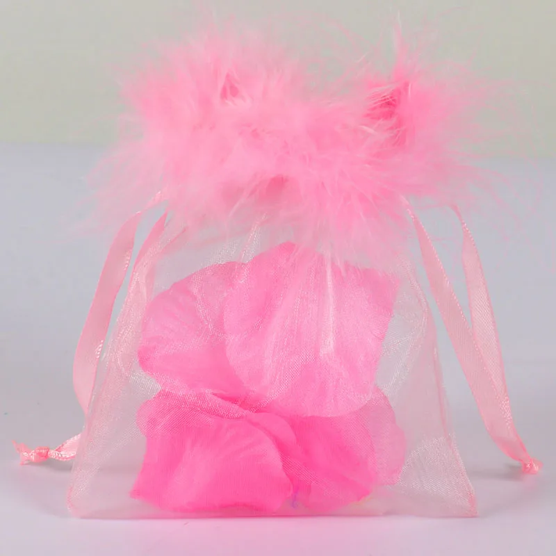 Wholesale Organza Bags  Hot Selling  Jewelry Pouch New Design Feather Organza Bag Colorful Bags Organza