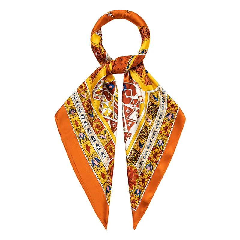 
Silk Scarf OEM Custom Design Luxury Silk Hair Head Scarf For Women Printed Square 14MM 110*110CM 100% Pure Silk Scarf 