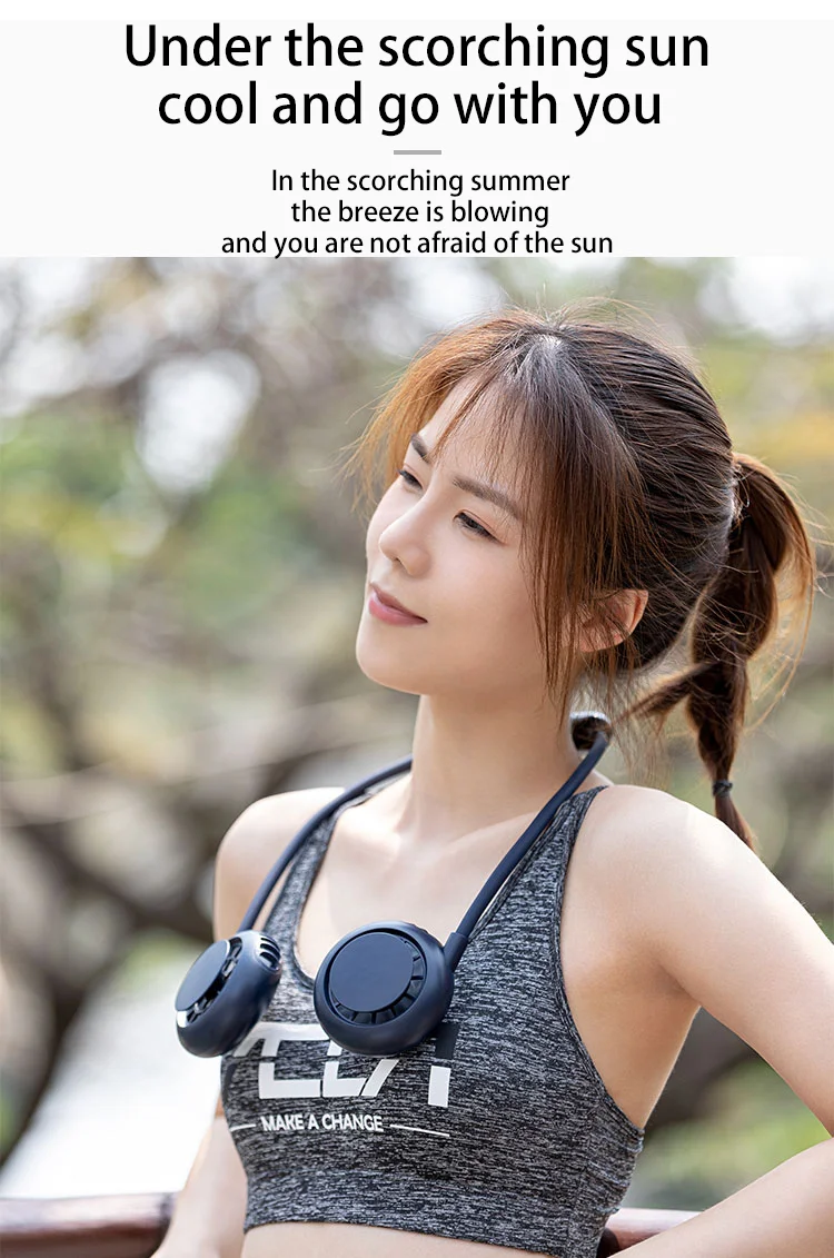 Mini Air Cooling Fan Portable USB Rechargeable Neck Fan