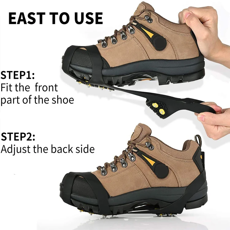 Anti Skid Shoe Grip Universal Silicone Rubber Ice Crampons 10 Teeth Rubber Ice Cleats
