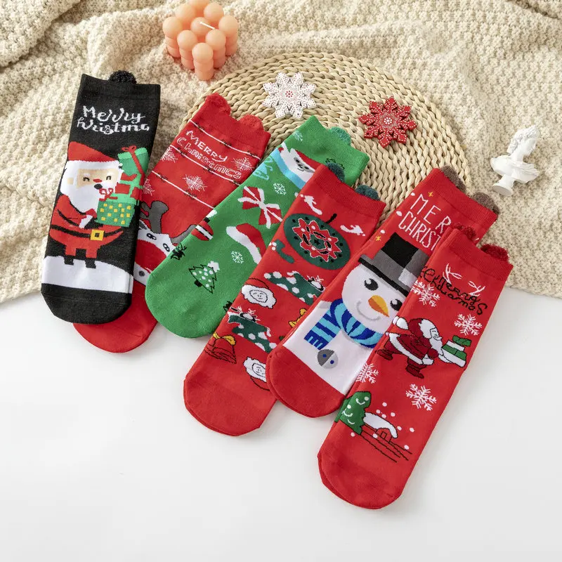 2022 Wholesale Cute Cartoon Knit Cotton Women Ladies Custom Christmas Women Socks Christmas Socks Cmax Funny Christmas Socks