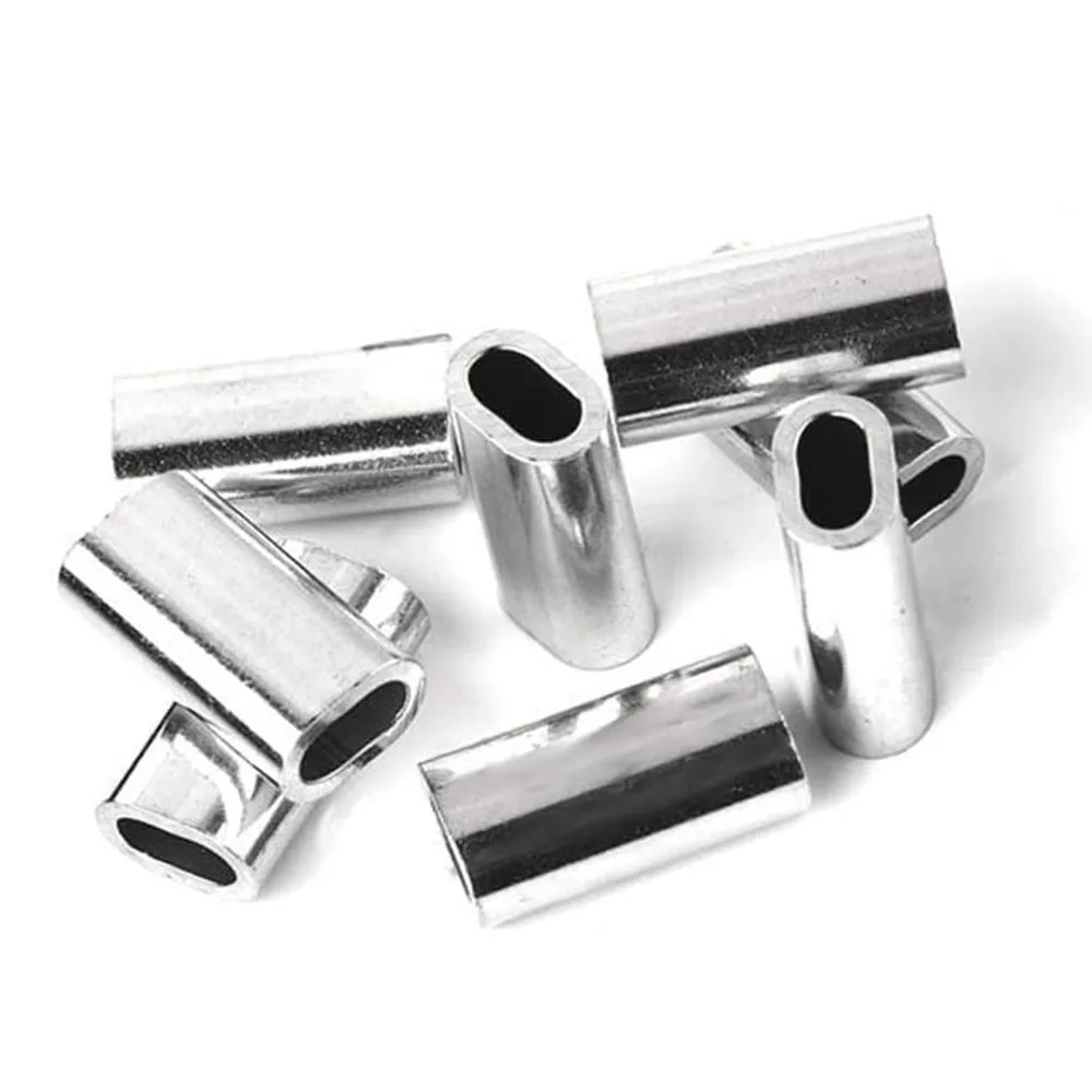 Pesca Fishing Line oval  Tube Single Barrel  Leader Sleeves for Leader Rigging  Aluminum Crimp Sleeves