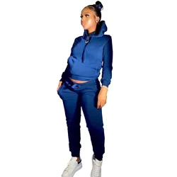Wholesale Women Jogger Suit Long Sleeve 2 Piece Outfit Hoodie Plus Fleece For Women