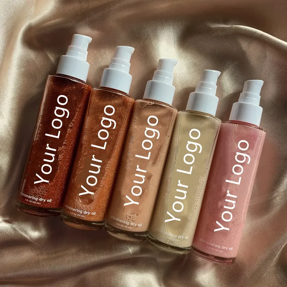 Aixin Private Label Shimmer Highlighter Oil Glitter Spray Shimmer Body Glow Tan Oil Liquid Shimmering Body Oil