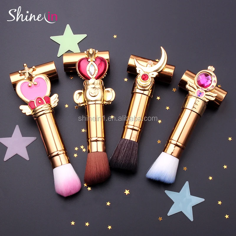 Popular Telescopic Adjustable Cosmetic Brushes Tools Sailor Moon Cartoon Foundation Brush Metallic Retractable Makeup Brush