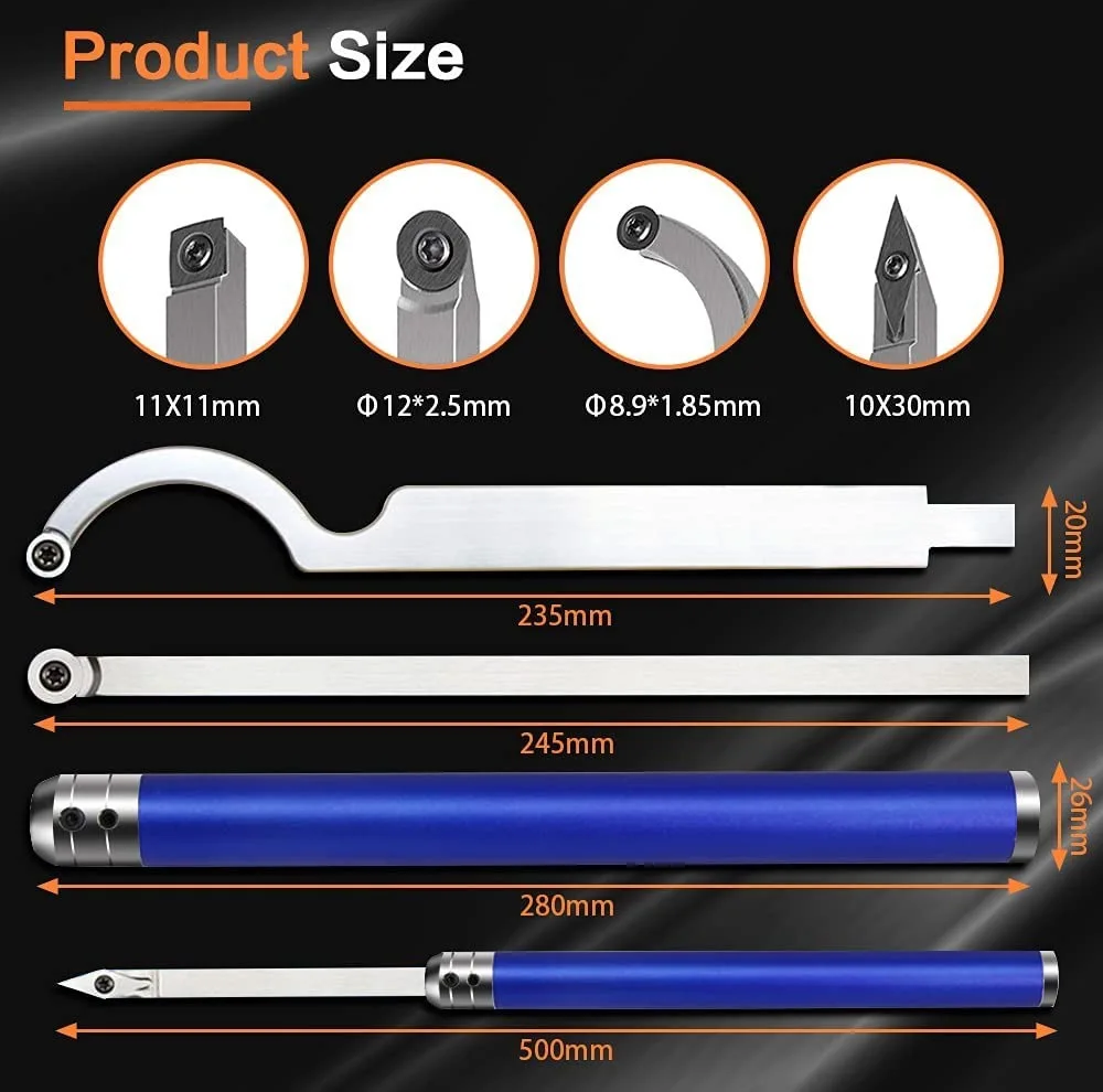 Carbide Insert Cutter With Aluminum Handle Woodturning carving Chisel Blade For Woodworking Lathe Machine Wood Turning Tool