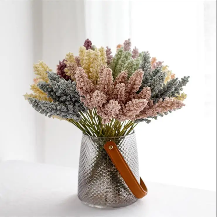 Home Decoration Plastic Artificial Flower Wheat Ears For Home Restaurant Table Plant
