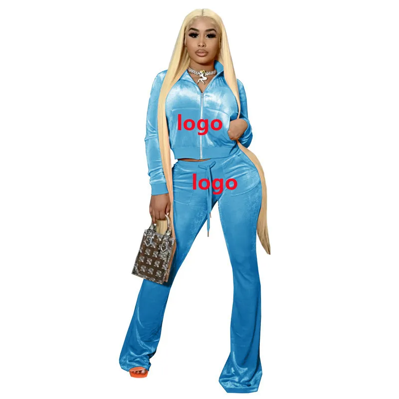 custom logo two piece set velvet  sweatsuit women pants set women s track suits  pajamas  sweatsuit customize sweat suit women