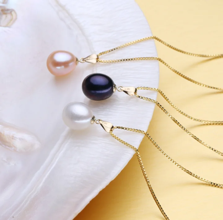 Real solid 18K genuine pure karat yellow gold Fresh Water Natural Freshwater Cultured Pearl Jewellery Jewelry Set